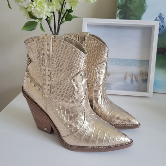 Sam Edelman Gold Boots - Picture 1 of 4